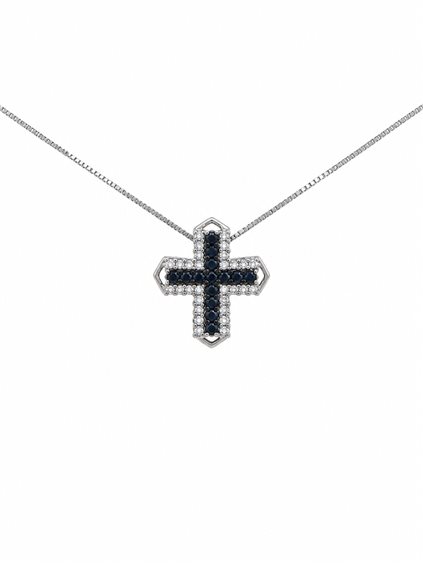 Collar Cianfrone Gioielli Mujer Croce in Oro Diamante Black 0.42 Ct COOR-4-198 - COOR-4-198